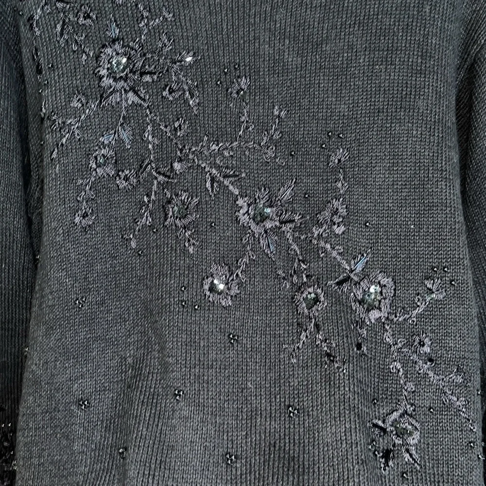 💙Tiara International XL Beautiful embroidered beaded crewneck tunic sweater - Picture 4 of 7